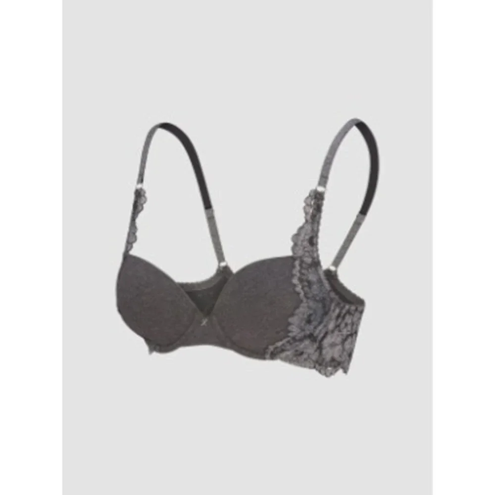 Savage X Fenty Playdate Lace Padded Demi‎ Bra Night Gram Grey 44D